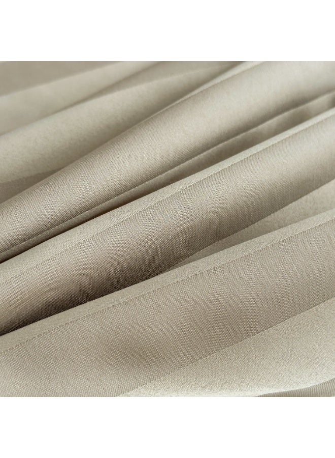 Santaoche Home Microfiber 3cm satin stripe Hotel Comforter Sets, Fits 200 cm x 200 cm Size Bed, Duvet Filling Included, 6 Pcs King Size (Camel, 200 x 200 cm) - Image 2